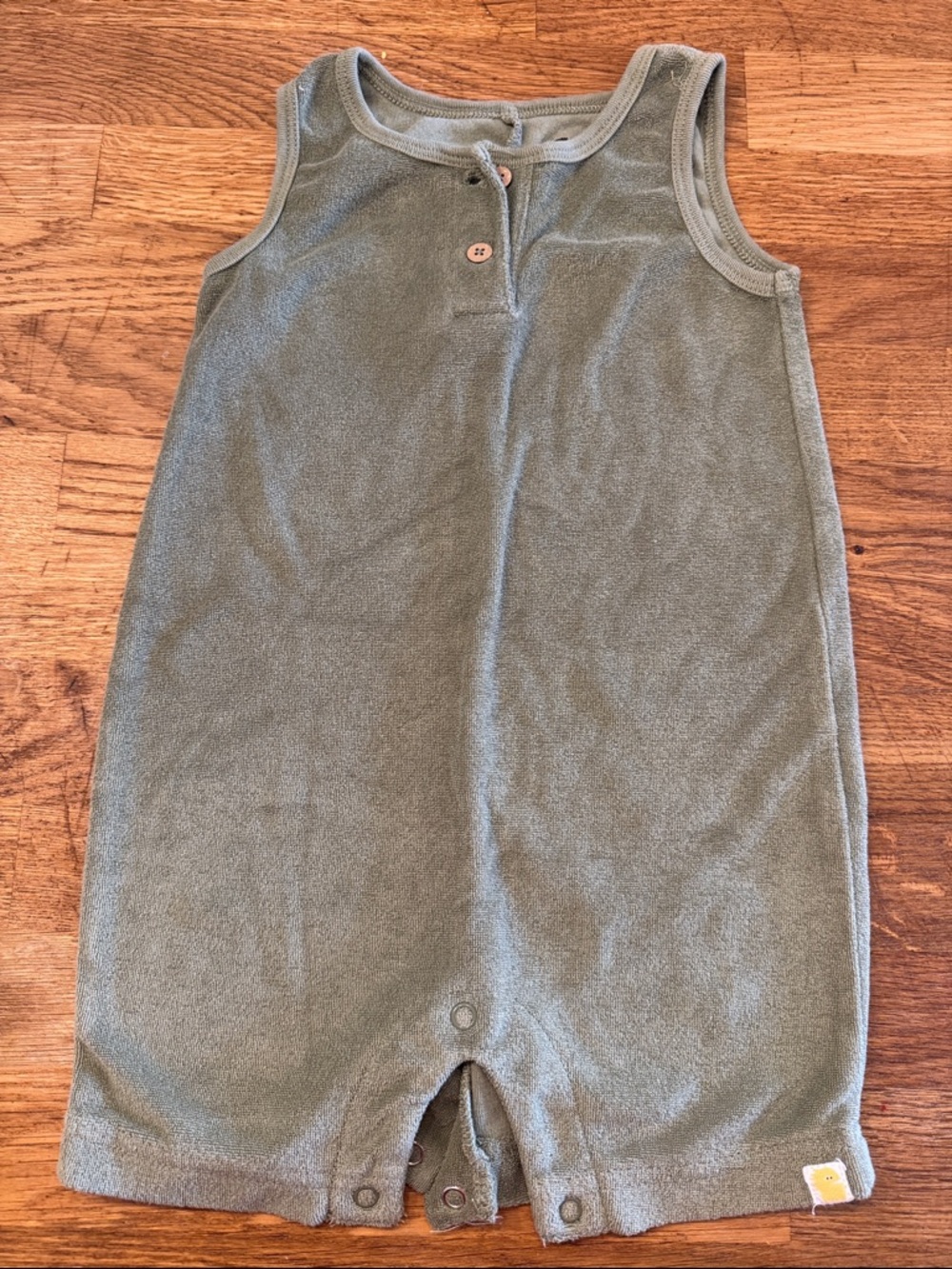 Rise Little Earthlings Sleeveless Terry Romper in Sage Green